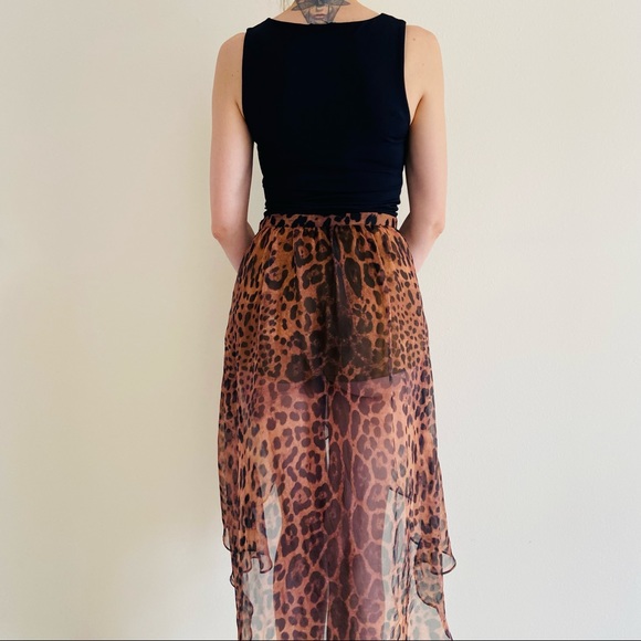 San joy leopard print asymmetrical high low  mini skirt - Picture 4 of 10